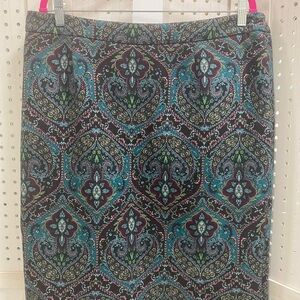 Talbots Multicolor Patterned Pencil Skirt